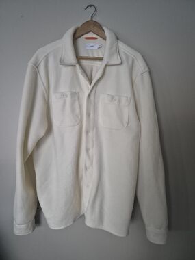 Onia Men's L Cream Fleece Overshirt Shacket Jacket 26" PTP